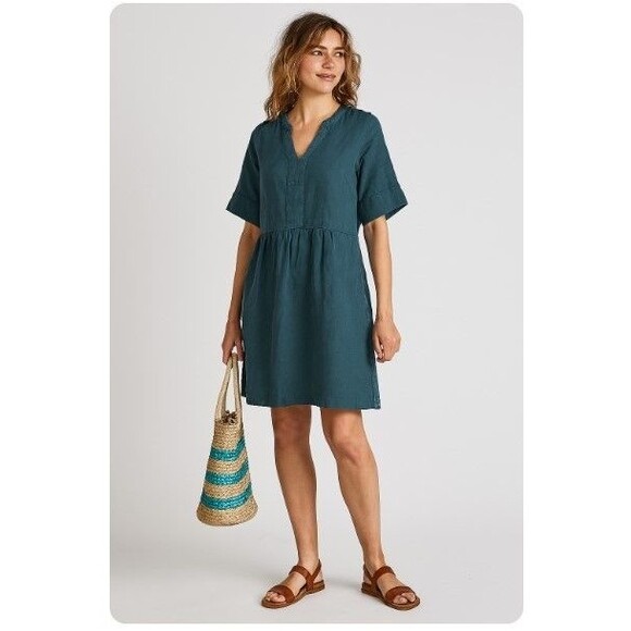 Seasalt Cornwall Draw kiln Linen Dress Blue NWT Retail $145 Womens Size 6 - Picture 1 of 10